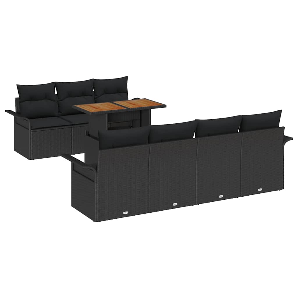Garden Sofa Set with Cushion 8 pcs Black 100 x 55 x 73 cm