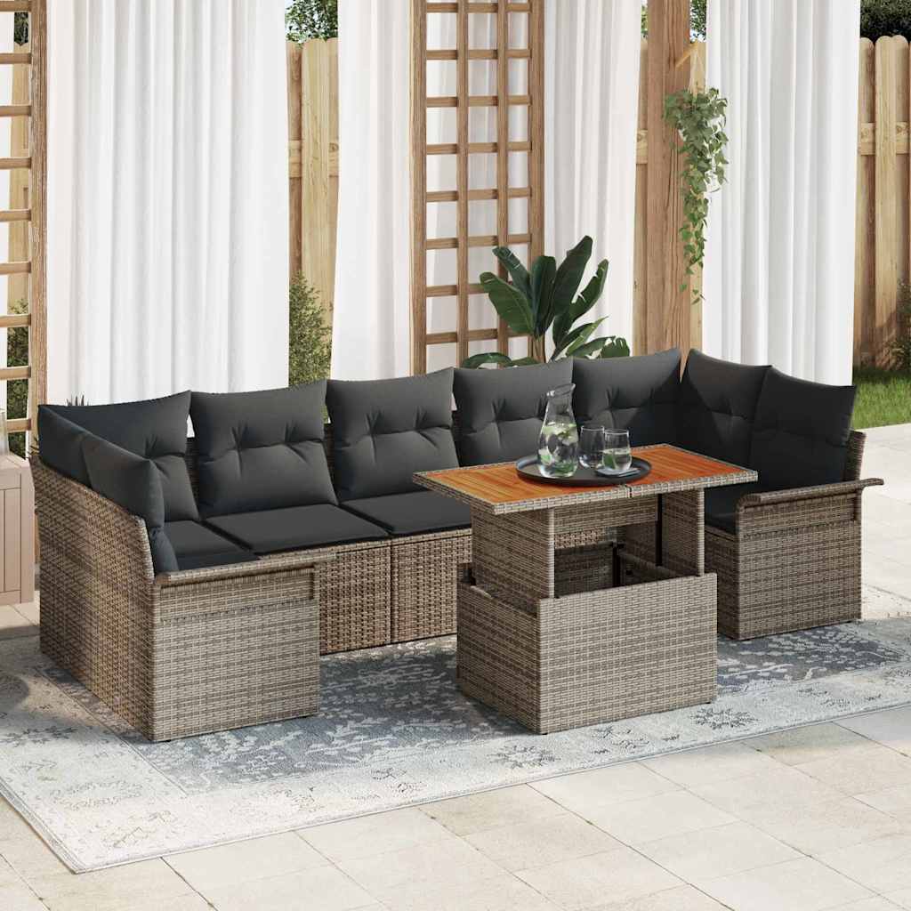 Garden Sofa Set with Cushion Manual 8 pcs Grey 100 x 55 x 73 cm