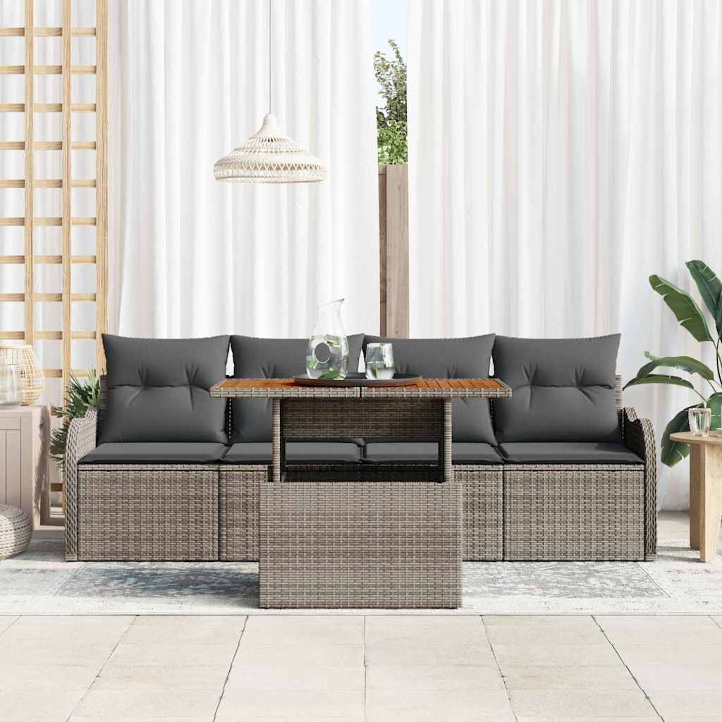 Garden Sofa Set with Cushion Manual 5 pcs Grey 100 x 55 x 73 cm