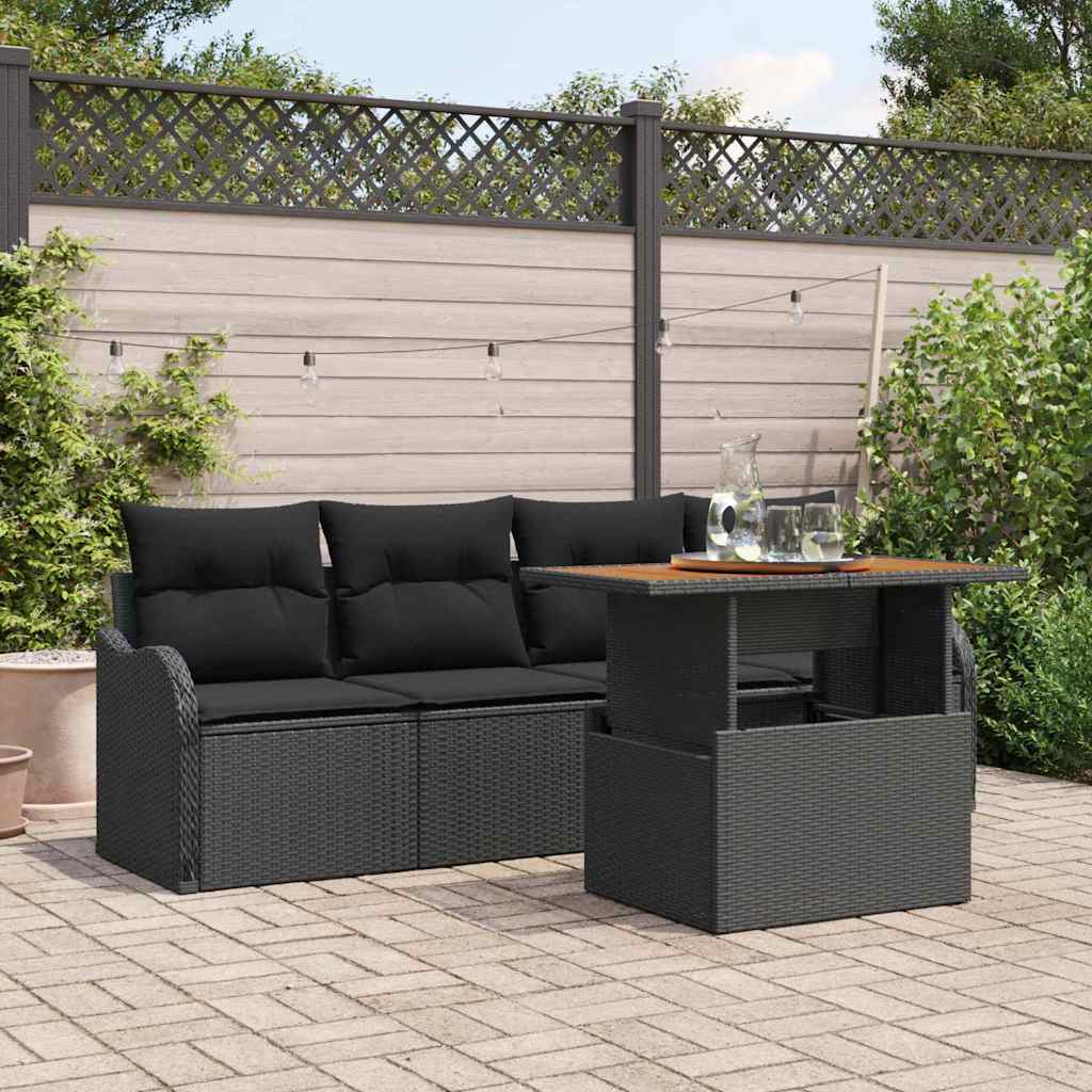 Garden Sofa Set with Cushion 5 pcs Black 100 x 55 x 73 cm