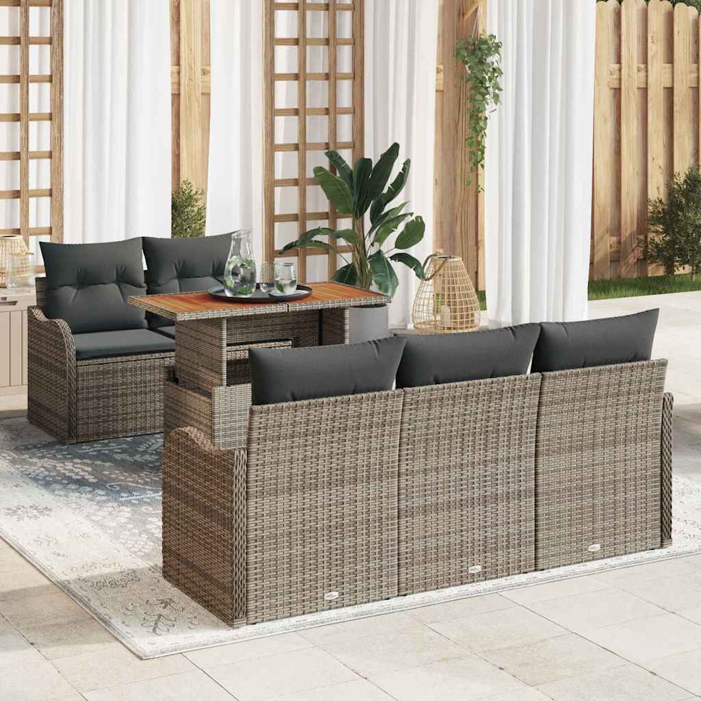 Garden Sofa Set with Cushion Manual 6 pcs Grey