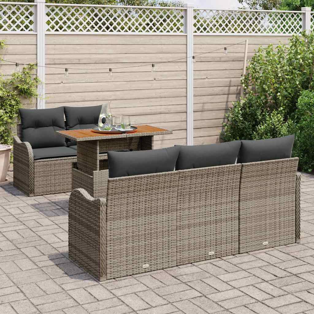 Garden Sofa Set with Cushion Manual 6 pcs Grey
