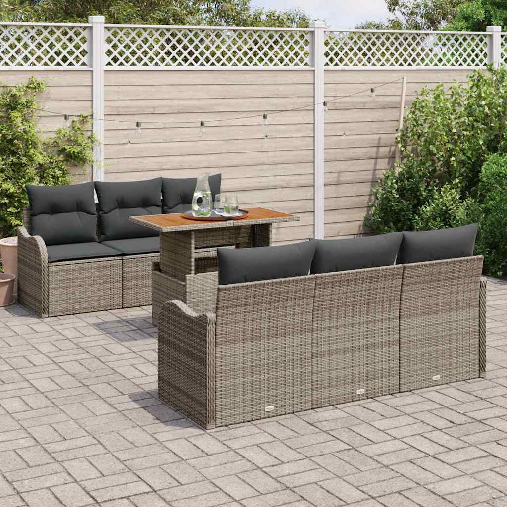 Garden Sofa Set with Cushion Manual 7 pcs Grey 100 x 55 x 73 cm