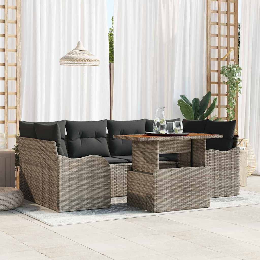 Garden Sofa Set with Cushion Manual 7 pcs Grey 100 x 55 x 73 cm