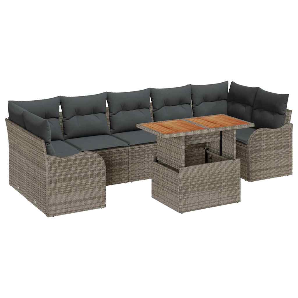 Garden Sofa Set with Cushion Manual 8 pcs Grey 100 x 55 x 73 cm