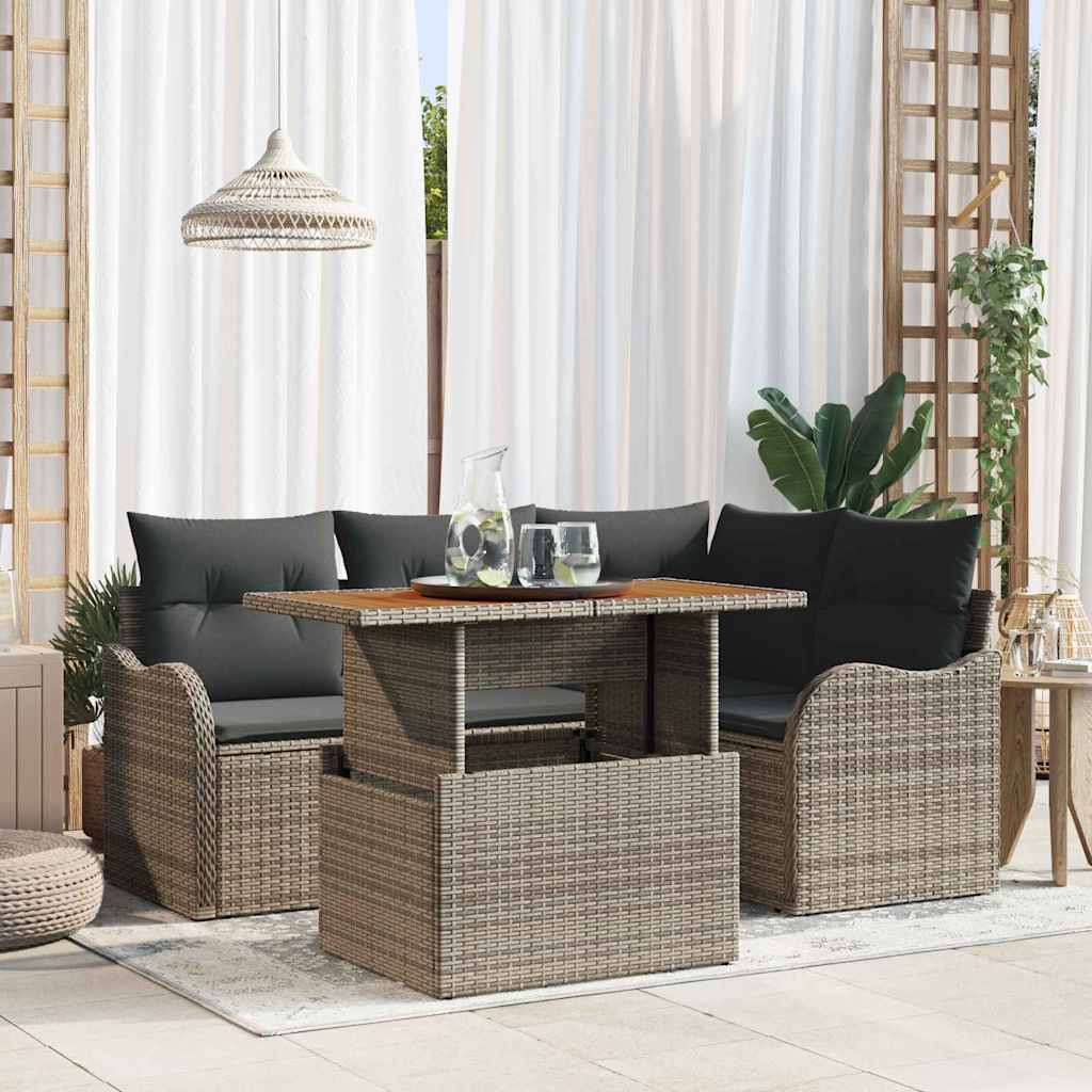 Garden Sofa Set with Cushion Manual 5 pcs Grey 100 x 55 x 73 cm