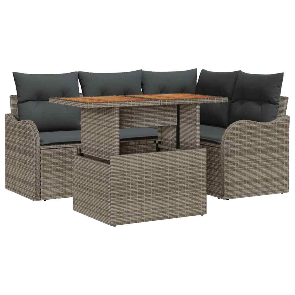 Garden Sofa Set with Cushion Manual 5 pcs Grey 100 x 55 x 73 cm