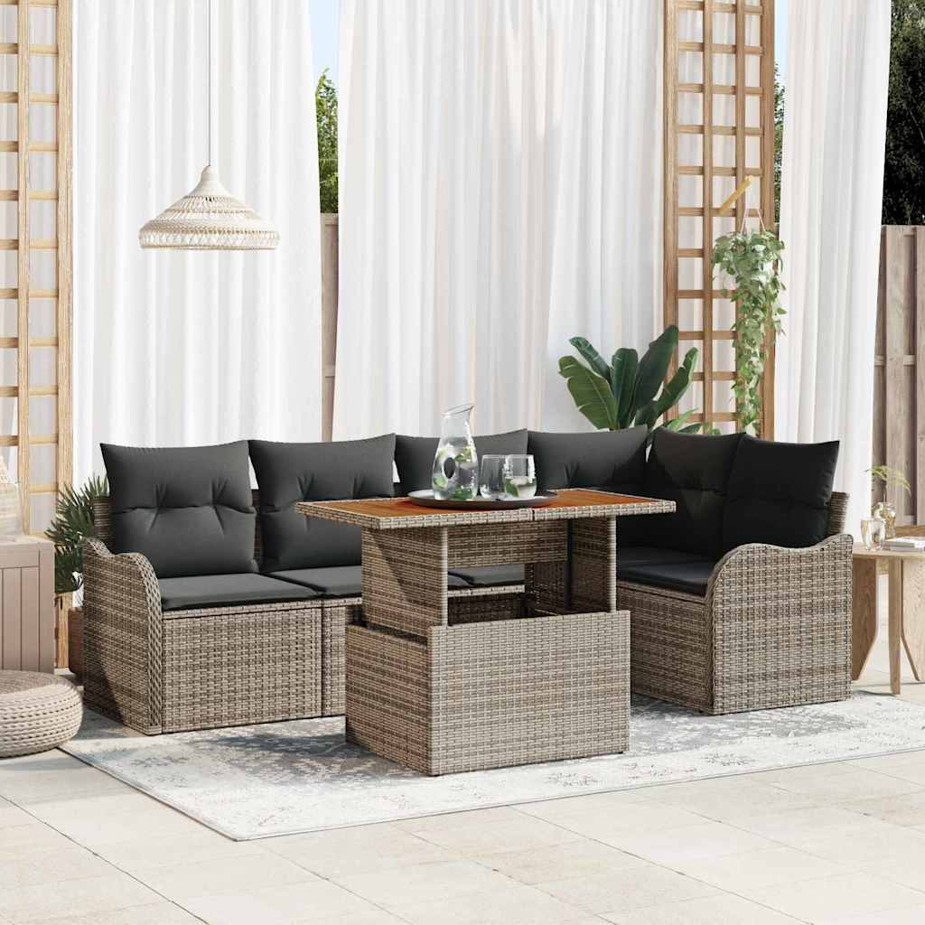 Garden Sofa Set with Cushion Manual 6 pcs Grey 100 x 55 x 73 cm