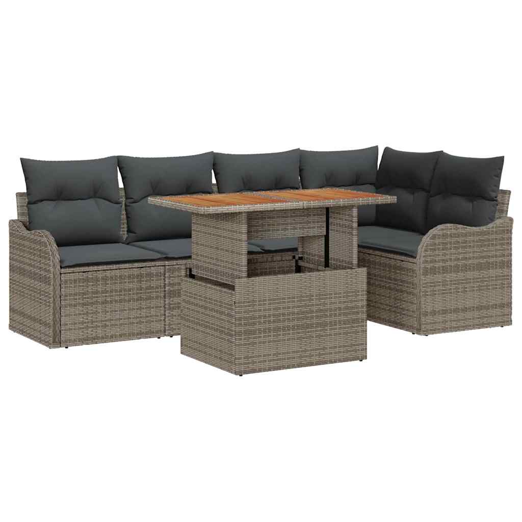 Garden Sofa Set with Cushion Manual 6 pcs Grey 100 x 55 x 73 cm
