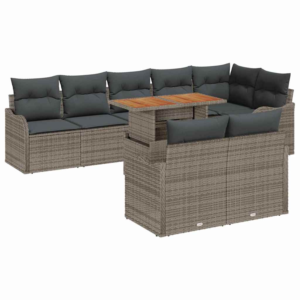 Garden Sofa Set with Cushion Manual 9 pcs Grey 100 x 55 x 73 cm