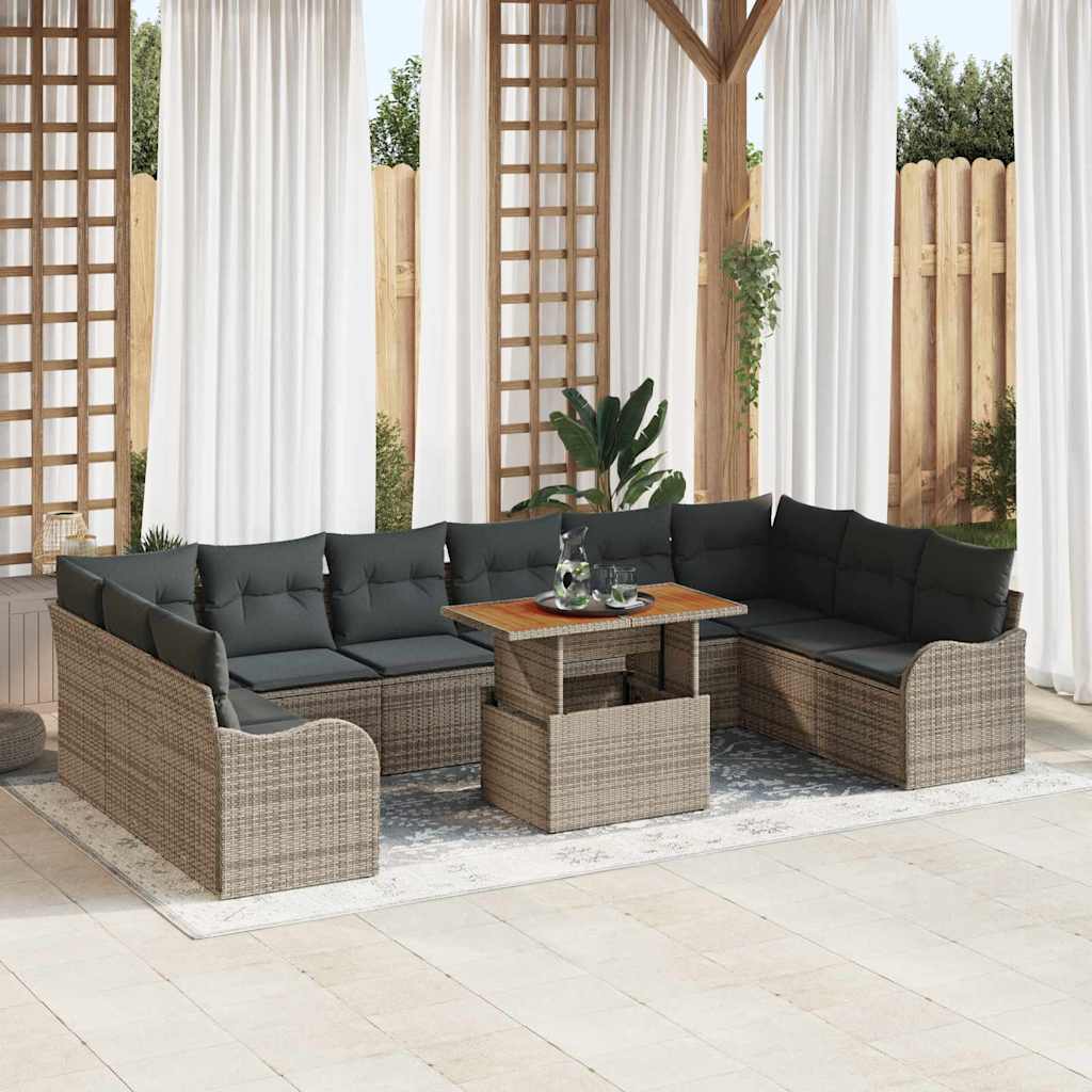 Garden Sofa Set with Cushion 11 pcs Grey 100 x 55 x 73 cm