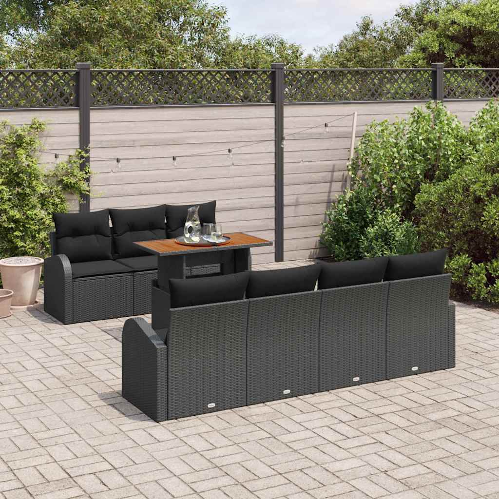 Garden Sofa Set with Cushion 8 pcs Black