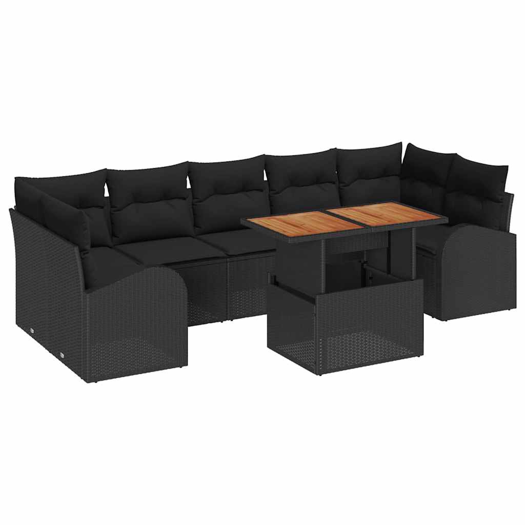 Garden Sofa Set with Cushion 8 pcs Black