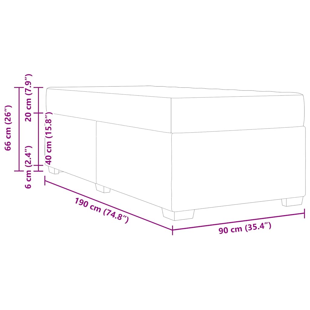 Bed Frame with Mattress Black 90 x 190 cm Fabric