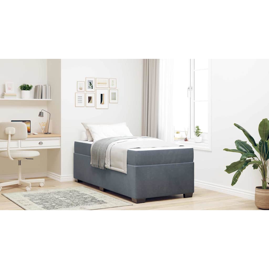 Bed Frame with Mattress Dark Grey 90 x 190 cm Fabric