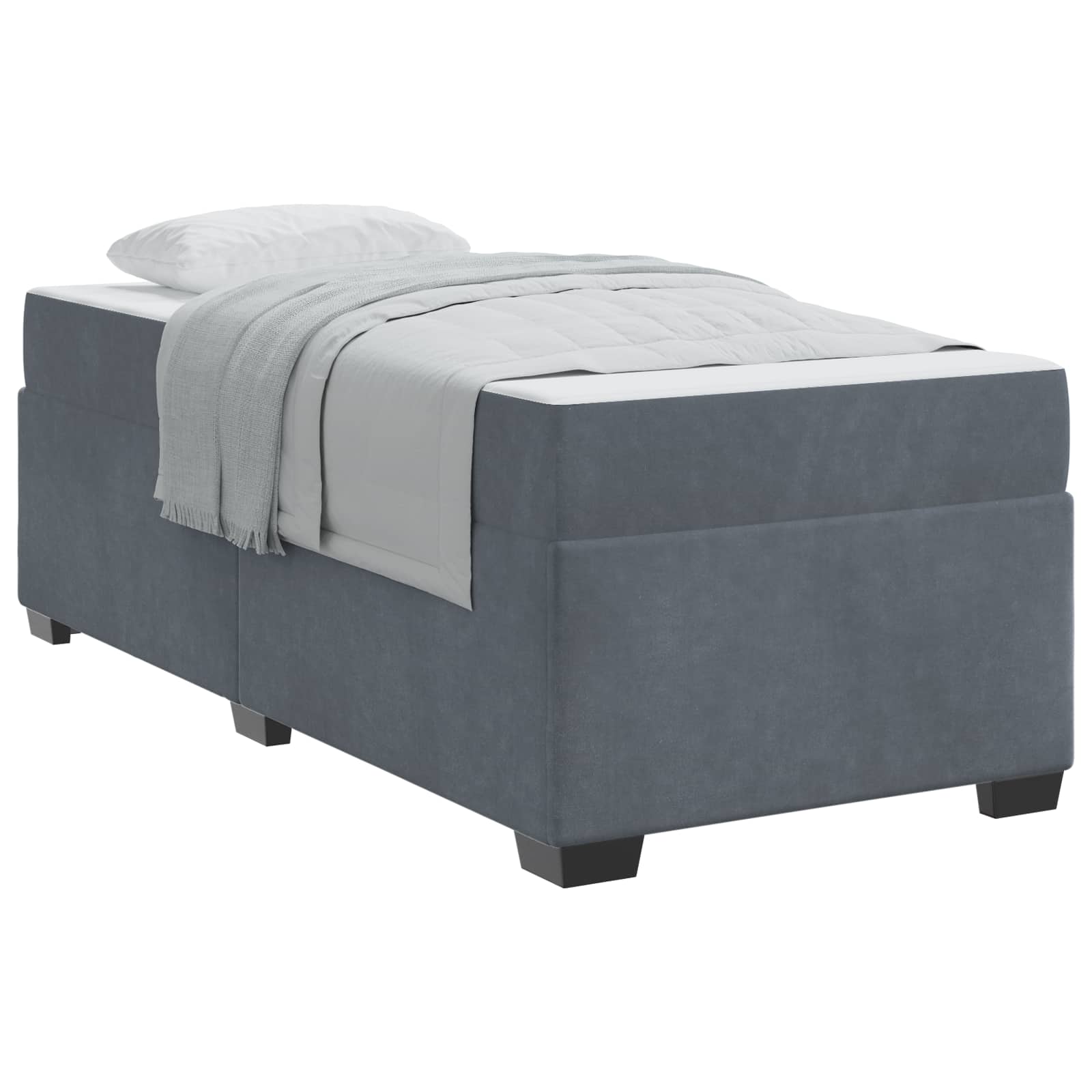 Bed Frame with Mattress Dark Grey 90 x 190 cm Fabric