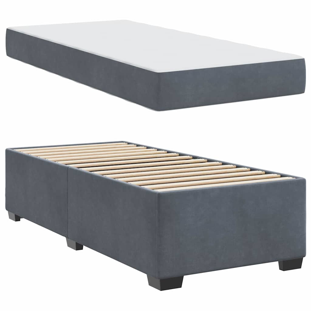 Bed Frame with Mattress Dark grey 90 x 190 cm Velvet