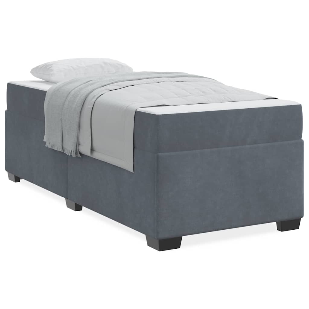 Bed Frame with Mattress Dark grey 90 x 190 cm Velvet