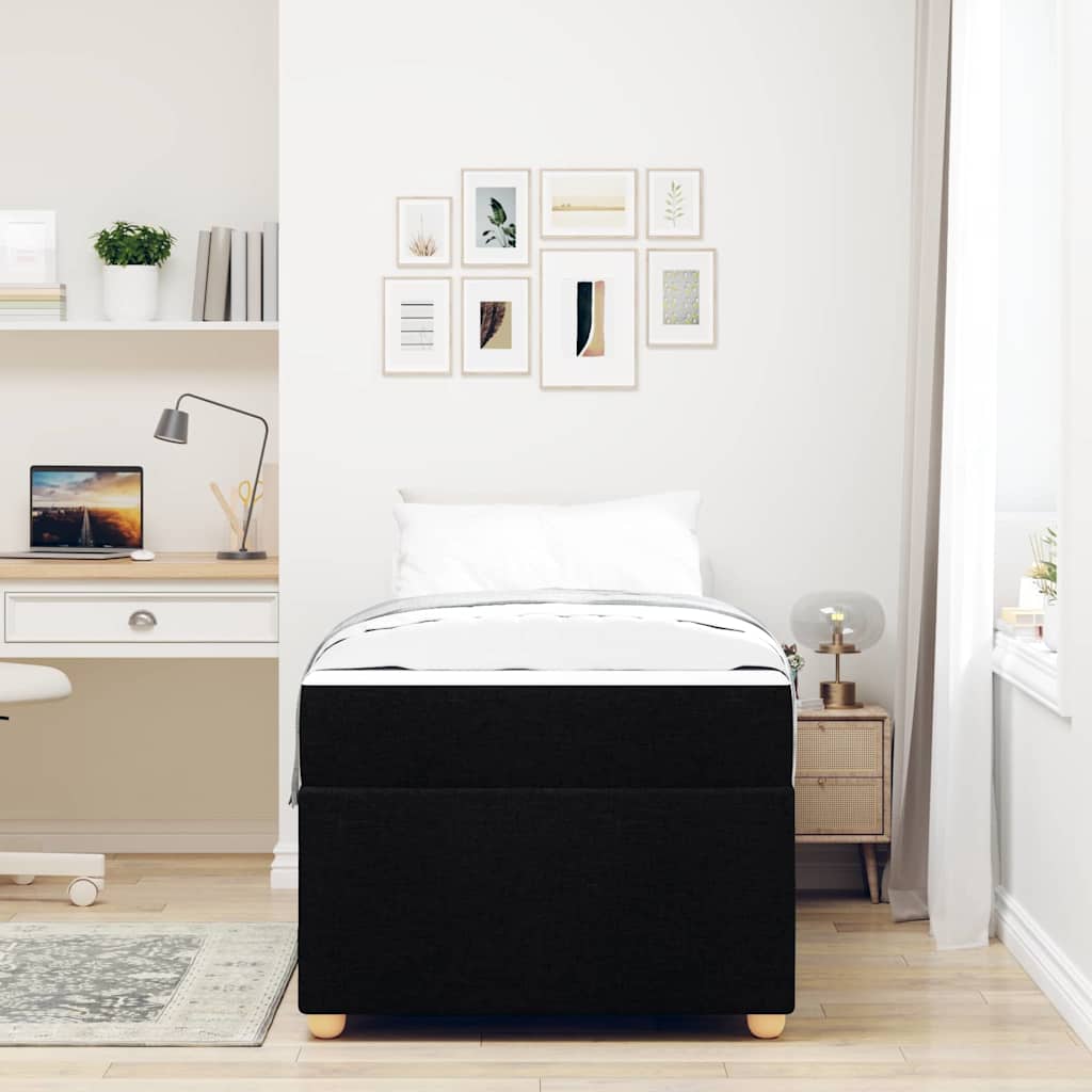 Bed Frame with Mattress with Mattress Black 90 x 190 cm Fabric