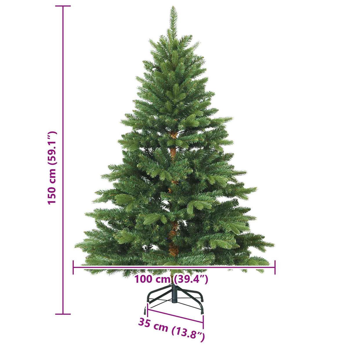 Artificial Hinged Christmas Tree Green 150 cm PVC, PE and steel