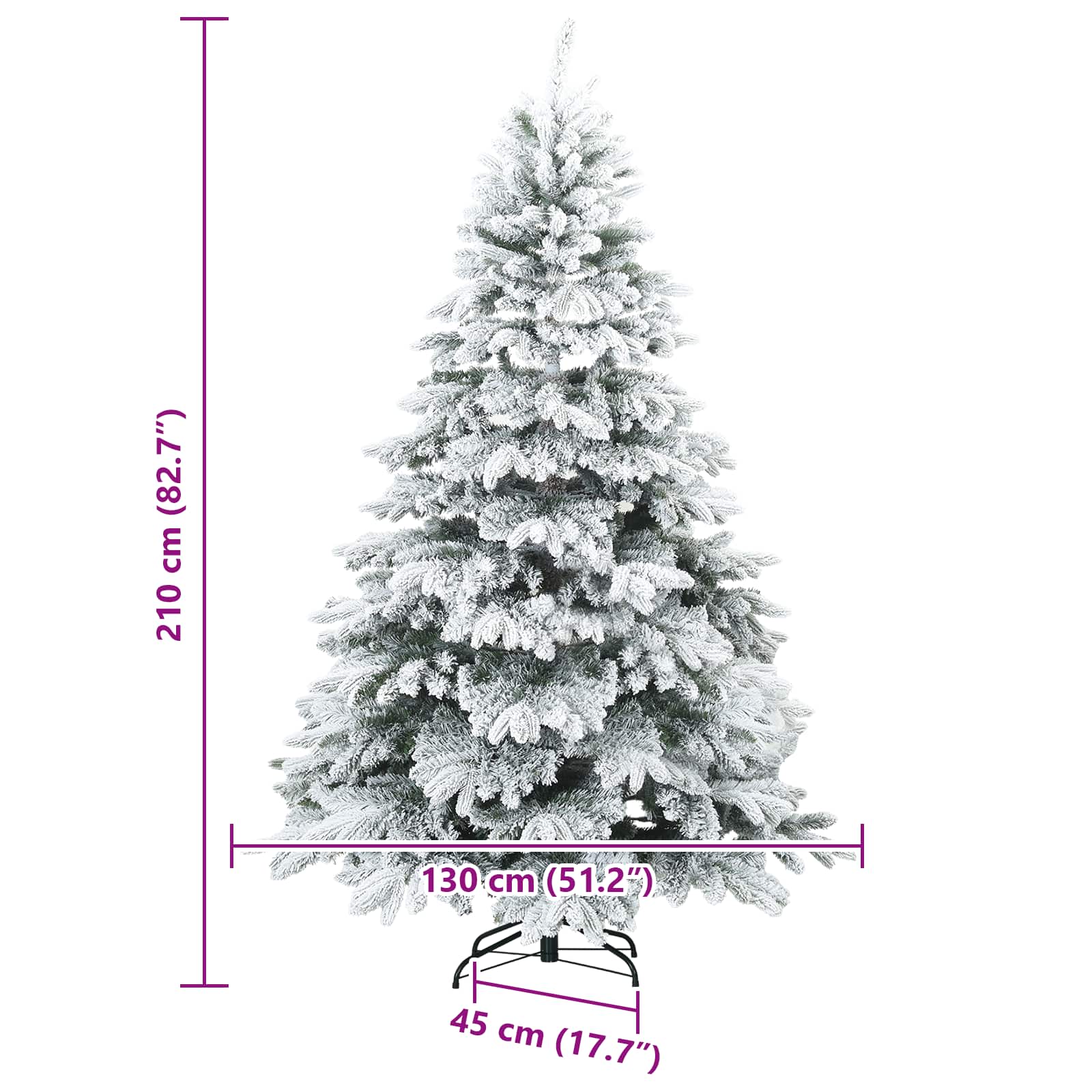 Artificial Hinged Christmas Tree Snow Flocked White 210 cm