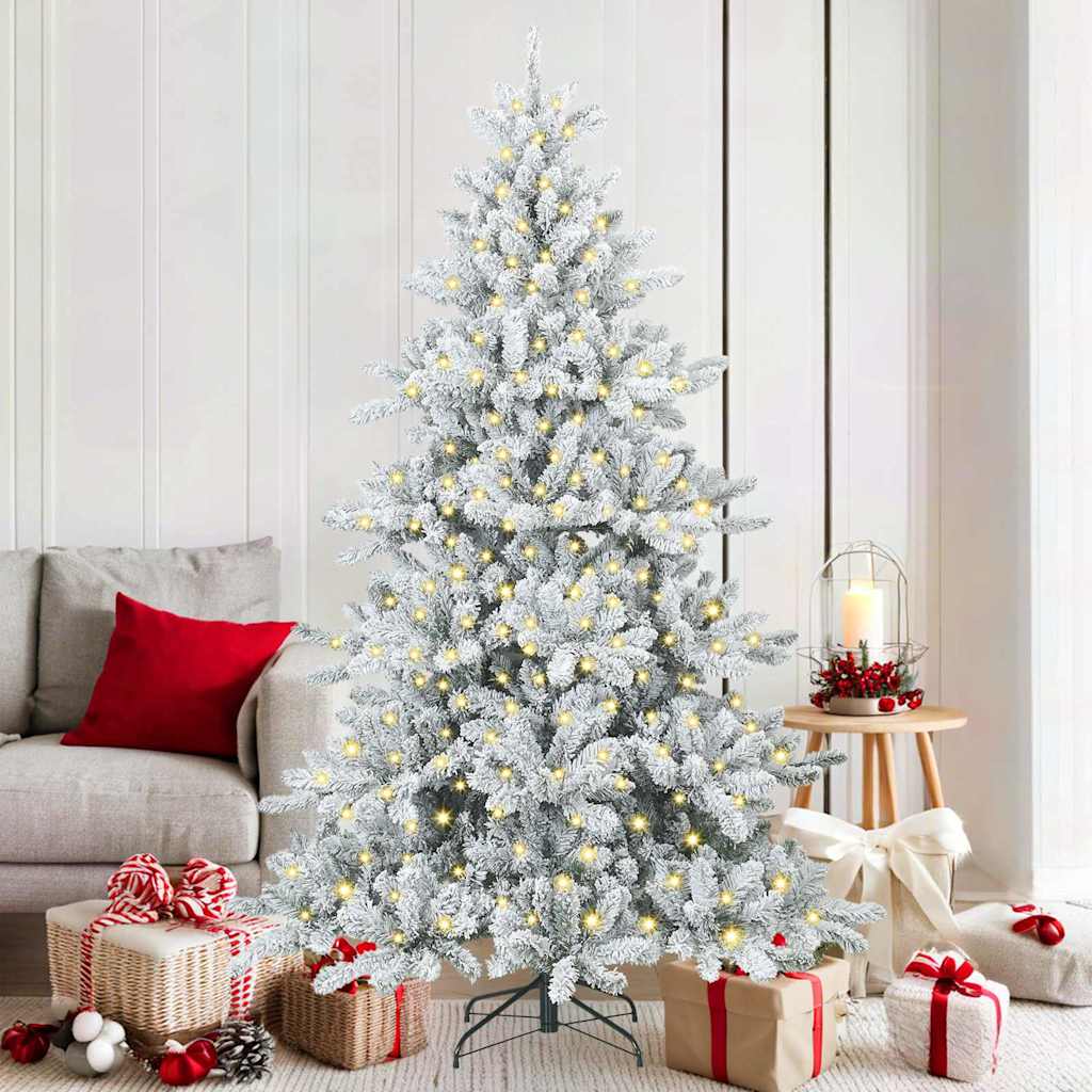 Artificial Hinged Christmas Tree White 180 cm PVC and Steel