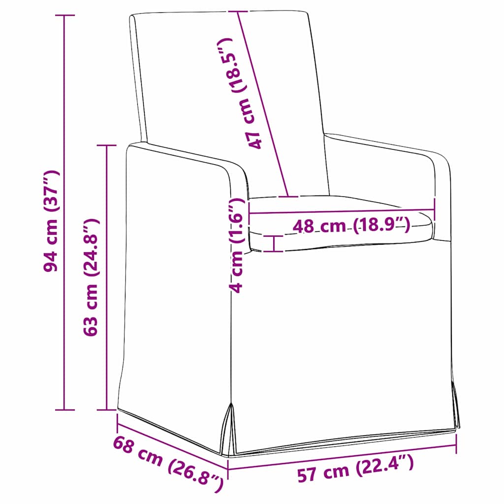 Dining Chairs 2 pcs Dark grey 57 x 67 x 95 cm Fabric