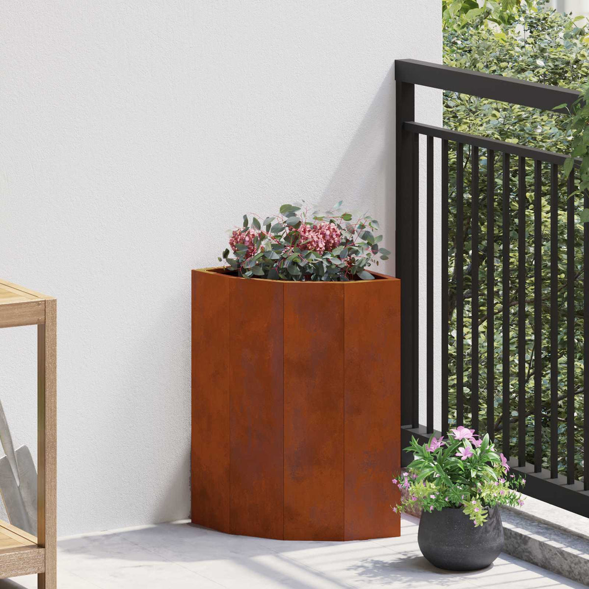 Corner Planter Rusty 30 x 30 x 50 cm Weathering steel