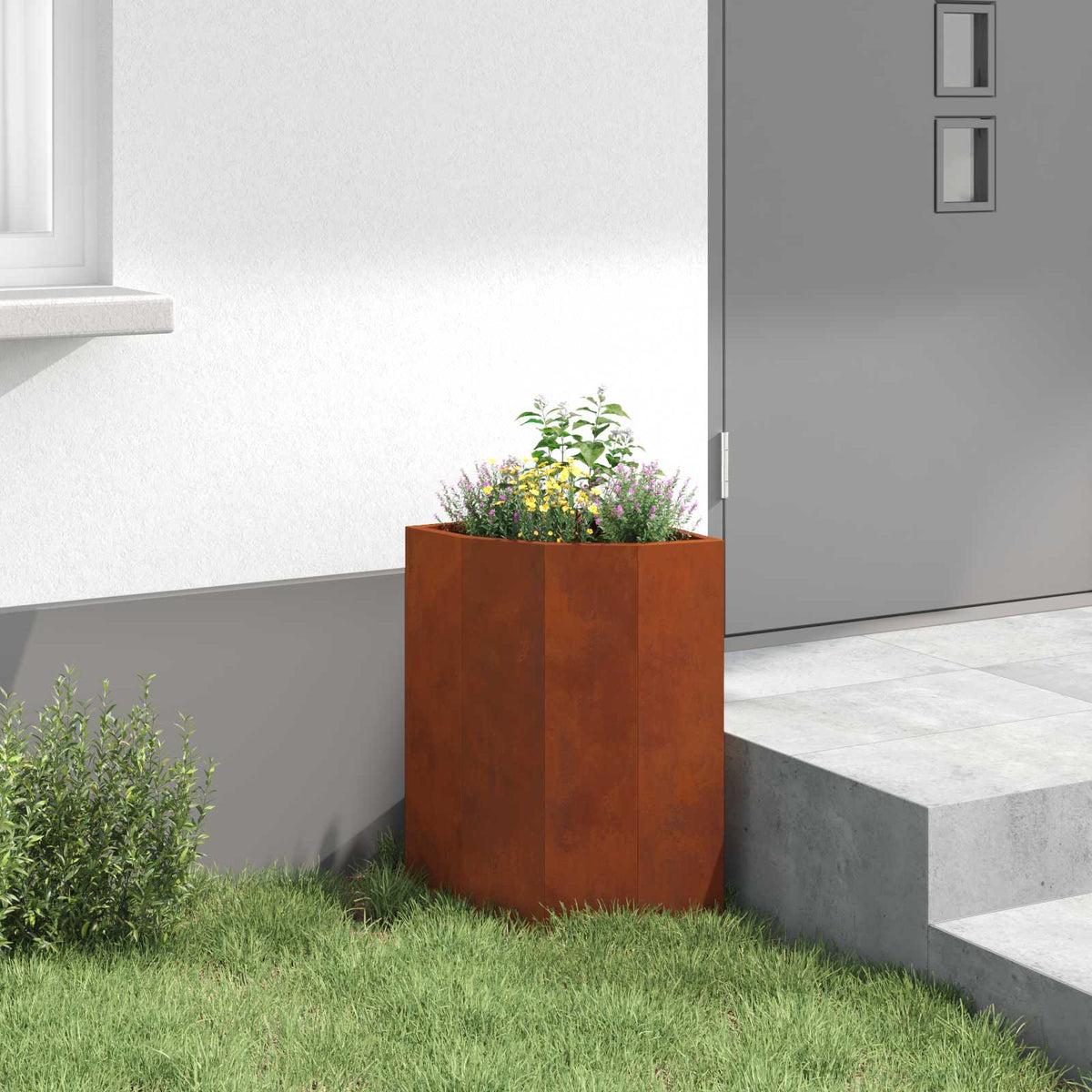 Corner Planter Rusty 30 x 30 x 50 cm Weathering steel