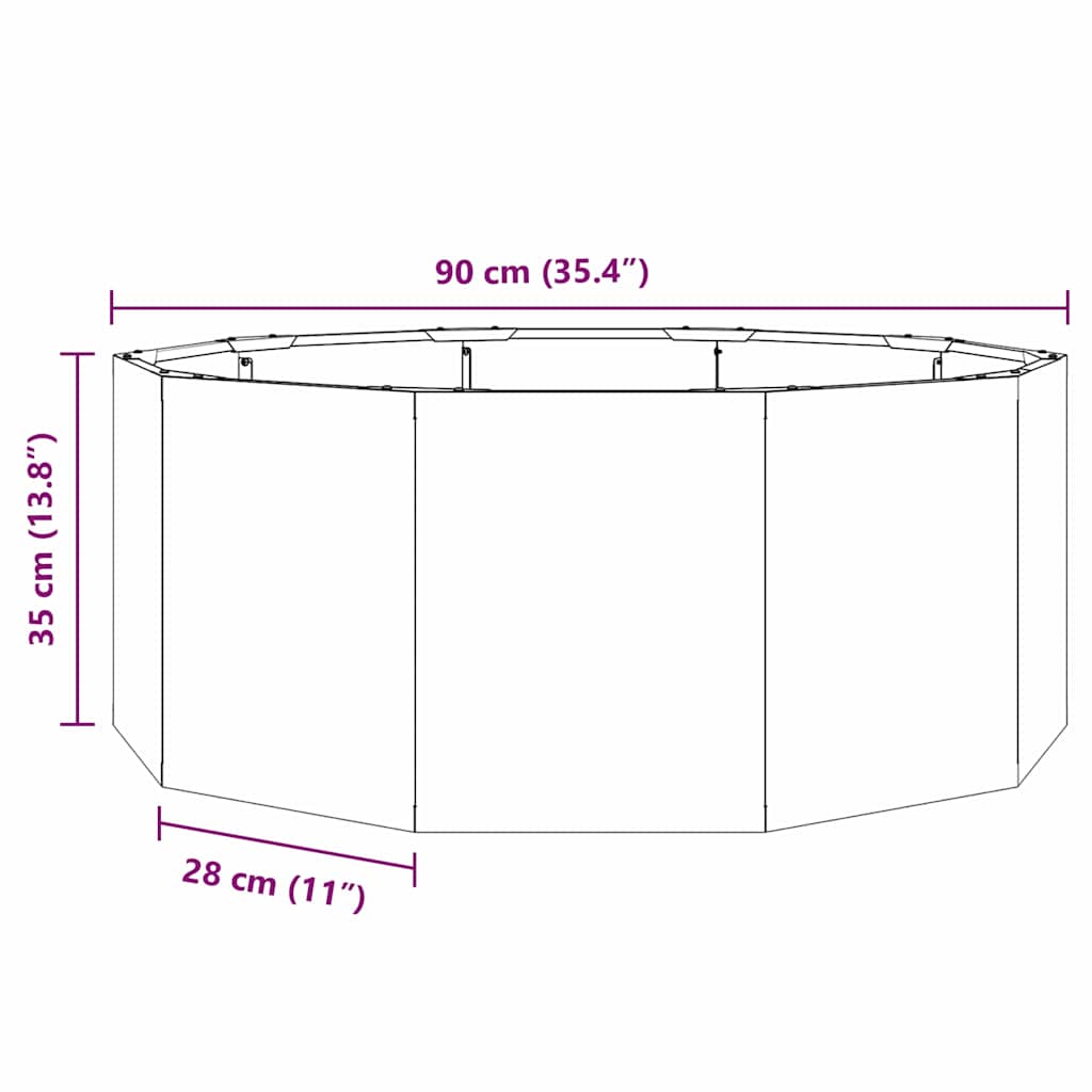 Planter Black 90 x 90 x 35 cm Steel