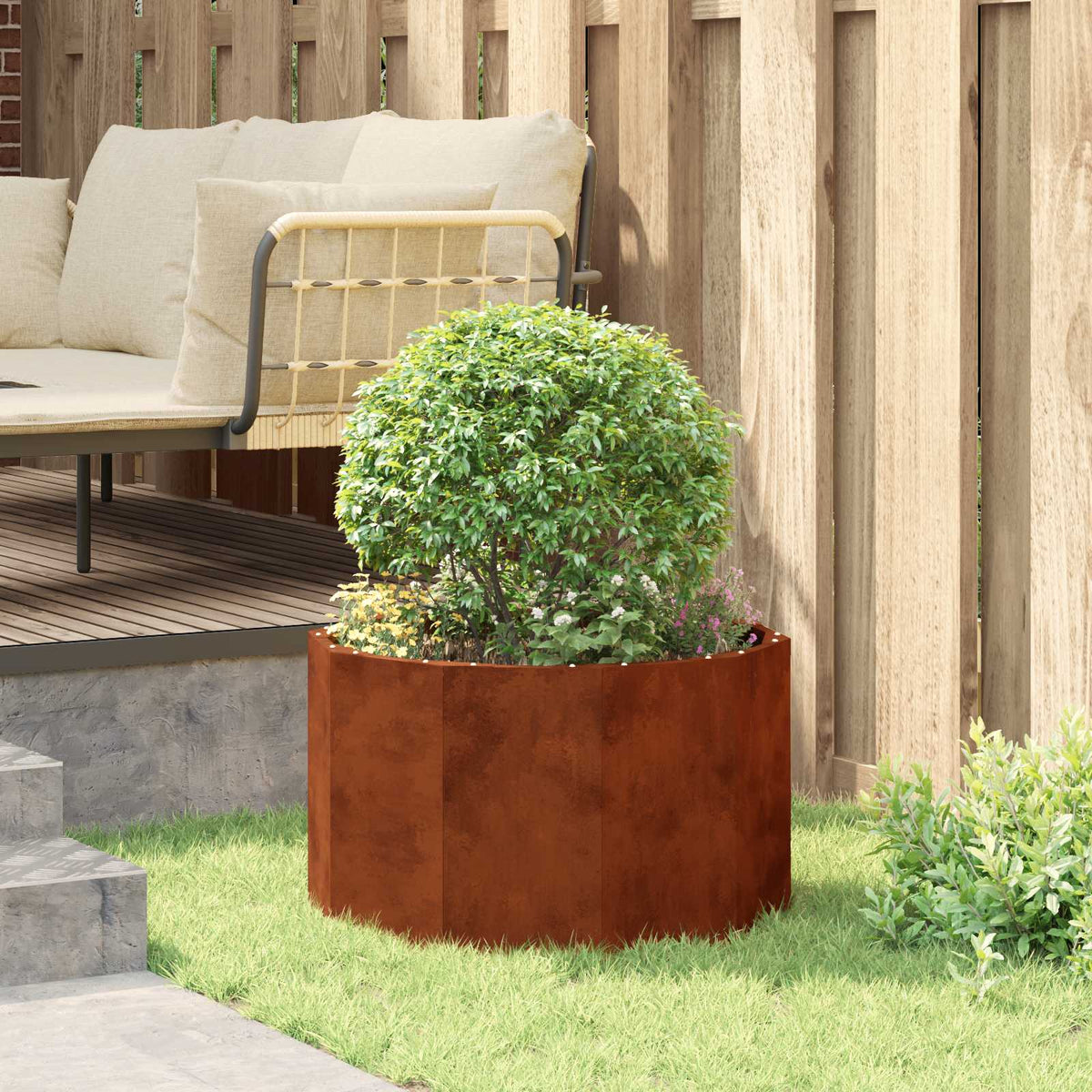Planter Rusty 60 x 60 x 35 cm Weathering Steel