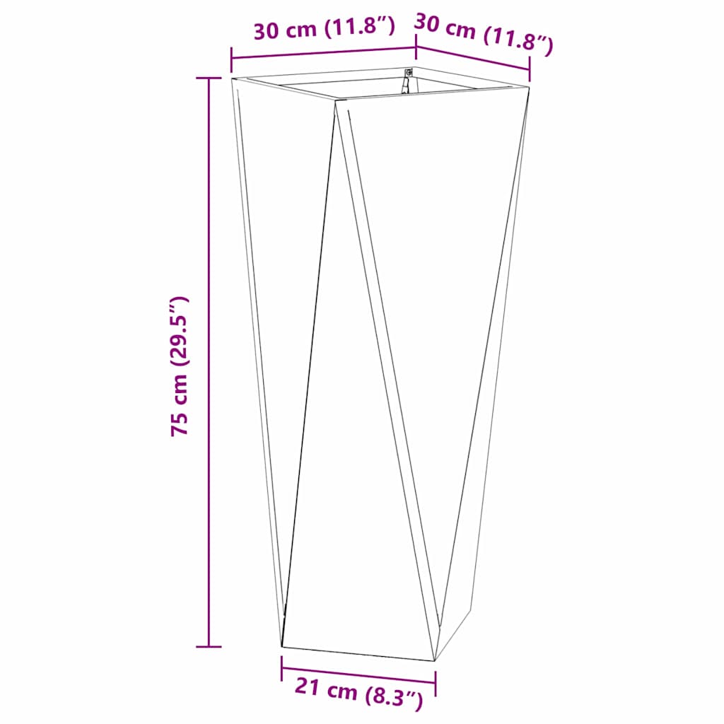 Planter Black 30 x 30 x 75 cm Steel