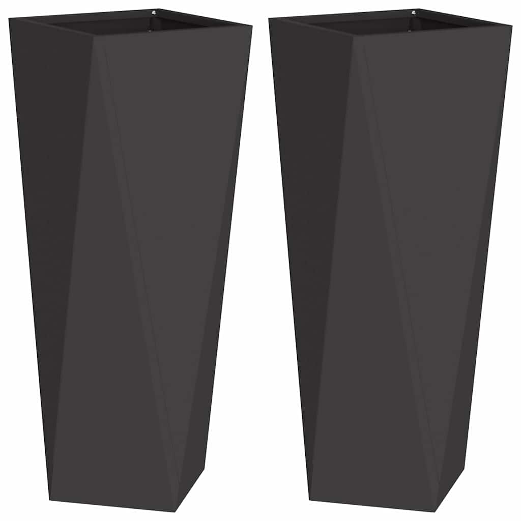 Planter 2 pcs Black 30 x 30 x 75 cm Steel