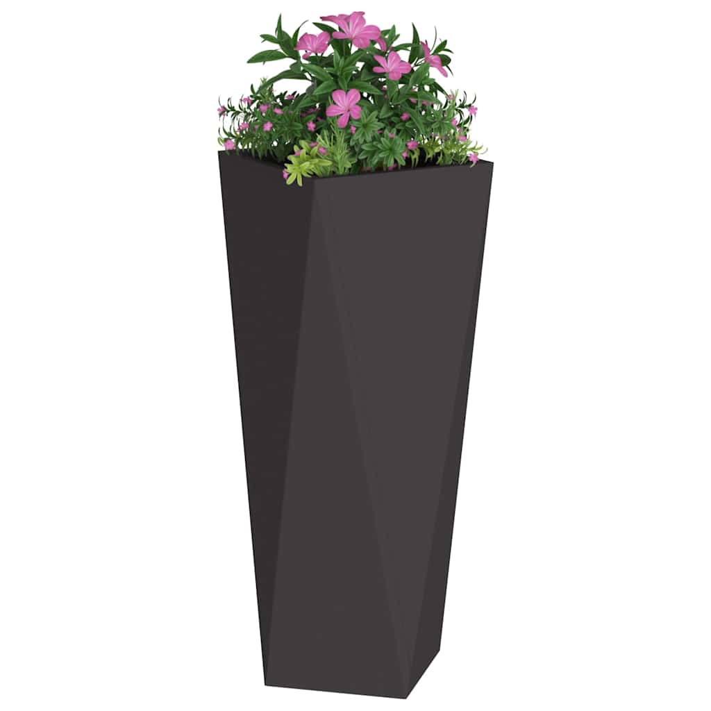 Planter 2 pcs Black 30 x 30 x 75 cm Steel