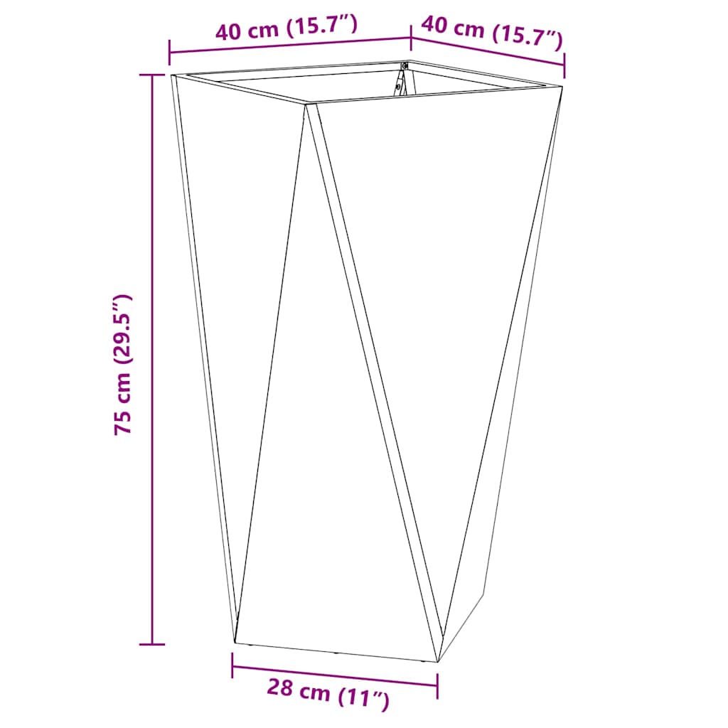Planter 2 pcs Black 40 x 40 x 75 cm Steel