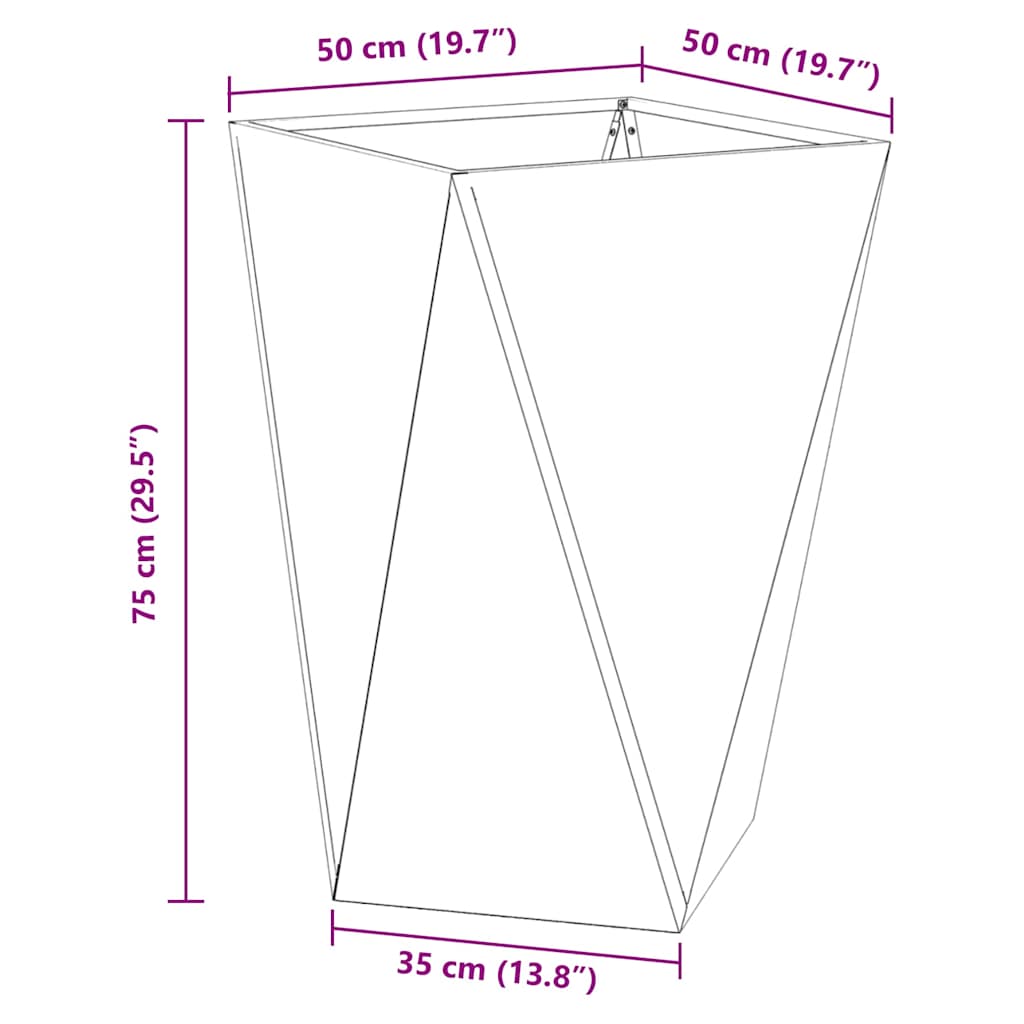 Planter 2 pcs Black 50 x 50 x 75 cm Steel