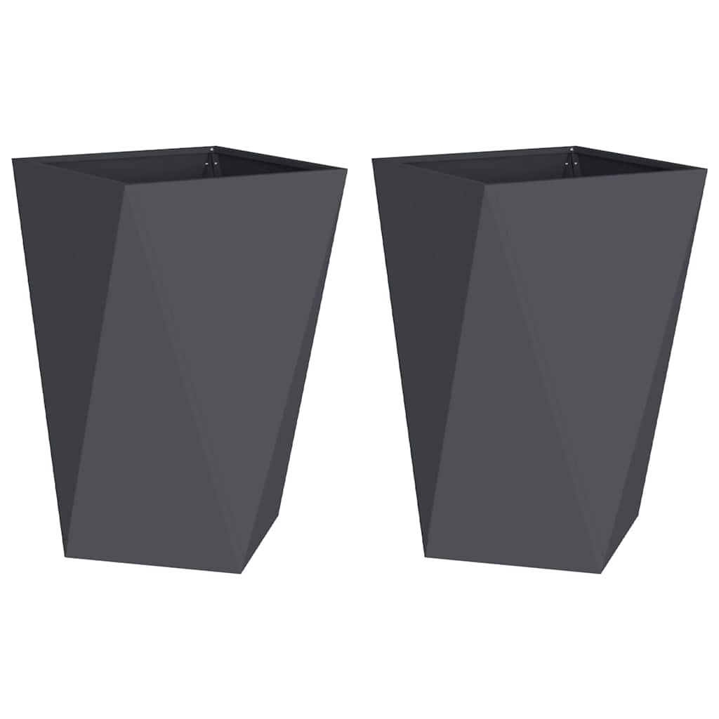 Planter 2 pcs Anthracite 50 x 50 x 75 cm Steel