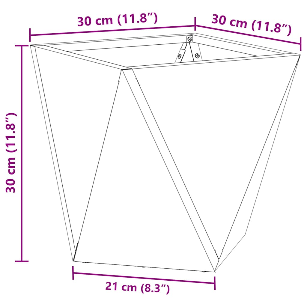Planter 2 pcs Anthracite 30 x 30 x 30 cm Steel