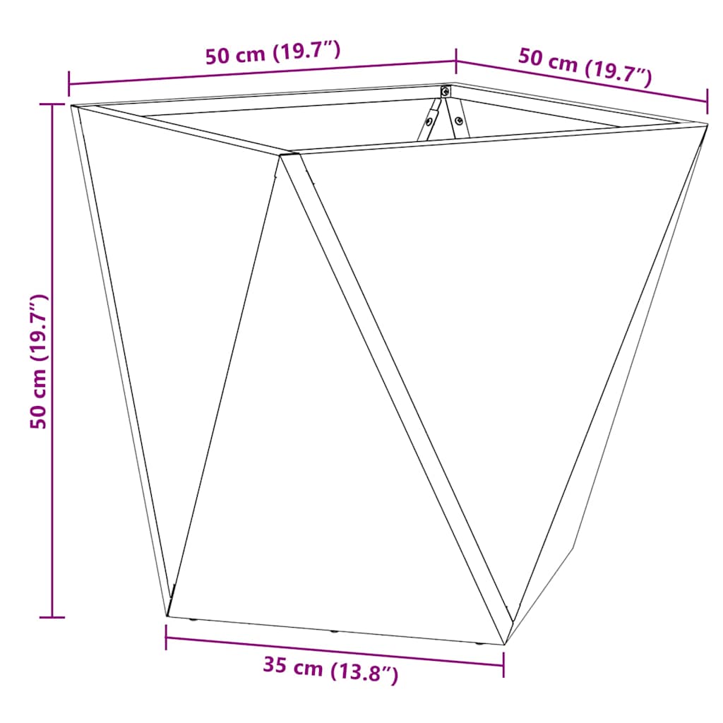 Planter 2 pcs Black 50 x 50 x 50 cm Steel