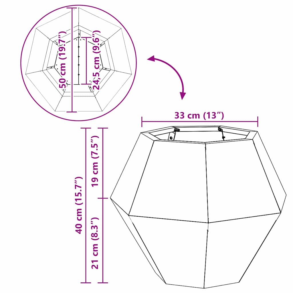 Planter Black 50 x 50 x 40 cm Steel