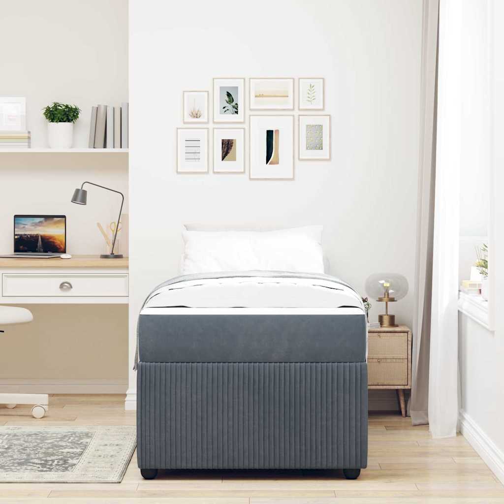 Bed Frame with Mattress Dark grey 90 x 190 cm Velvet