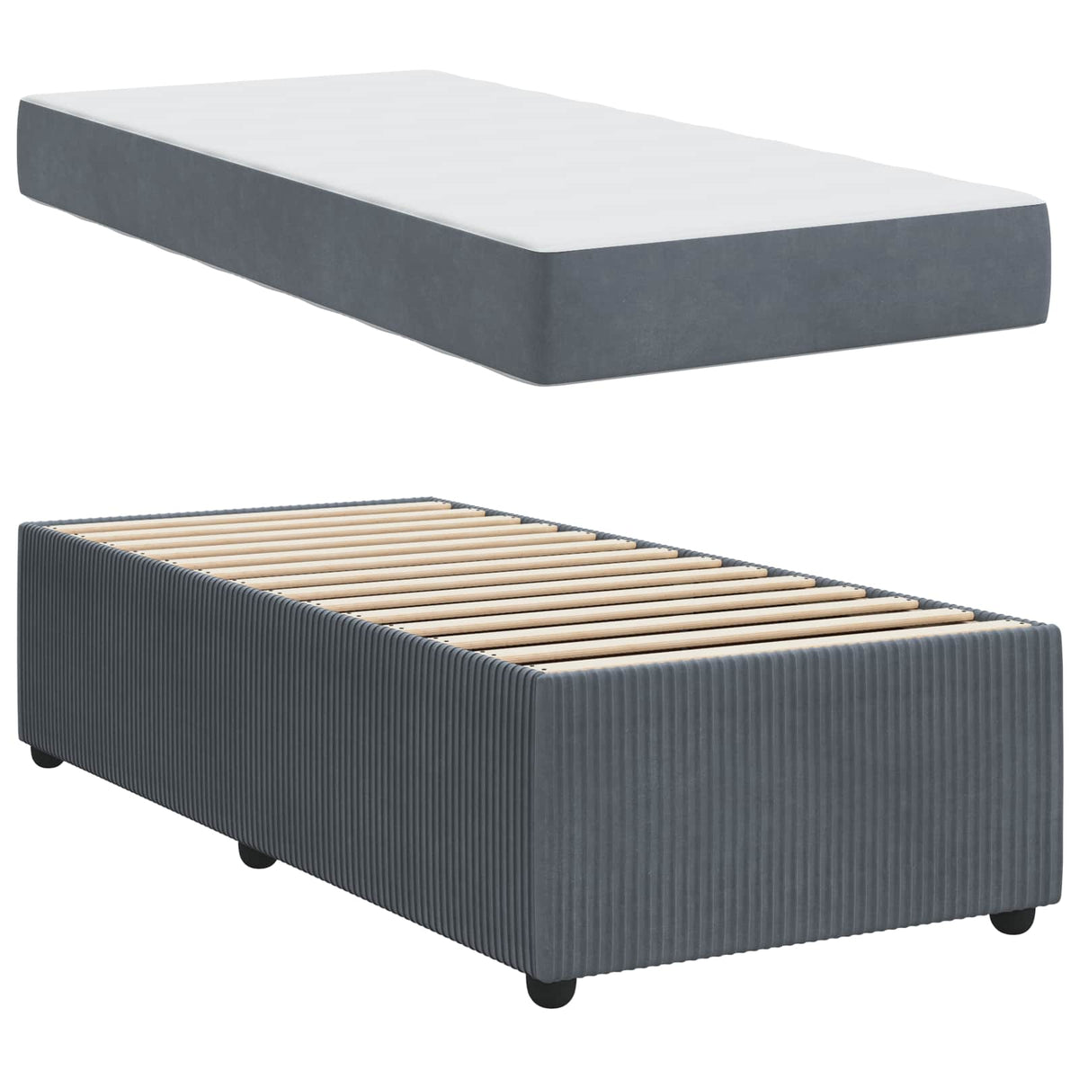 Bed Frame with Mattress Dark Grey 90 x 190 cm Fabric