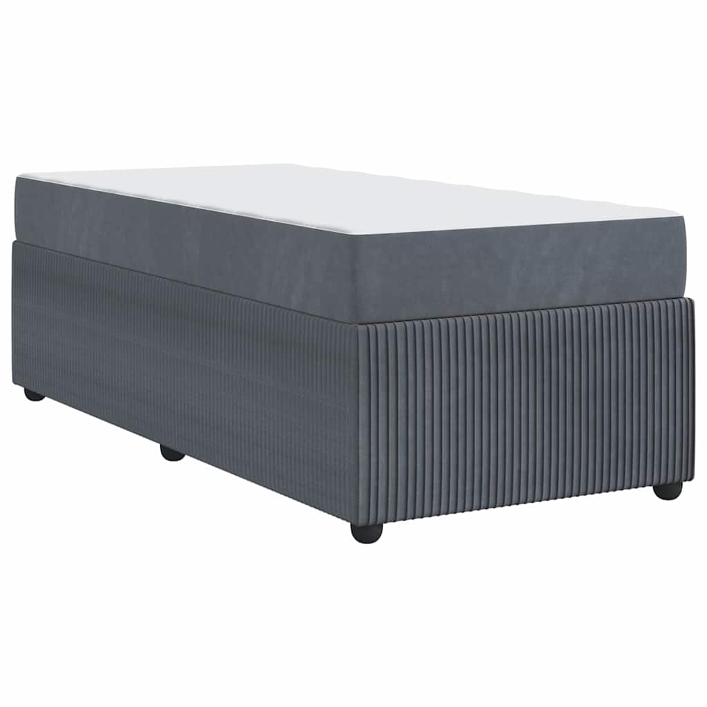 Bed Frame with Mattress Dark grey 90 x 190 cm Velvet