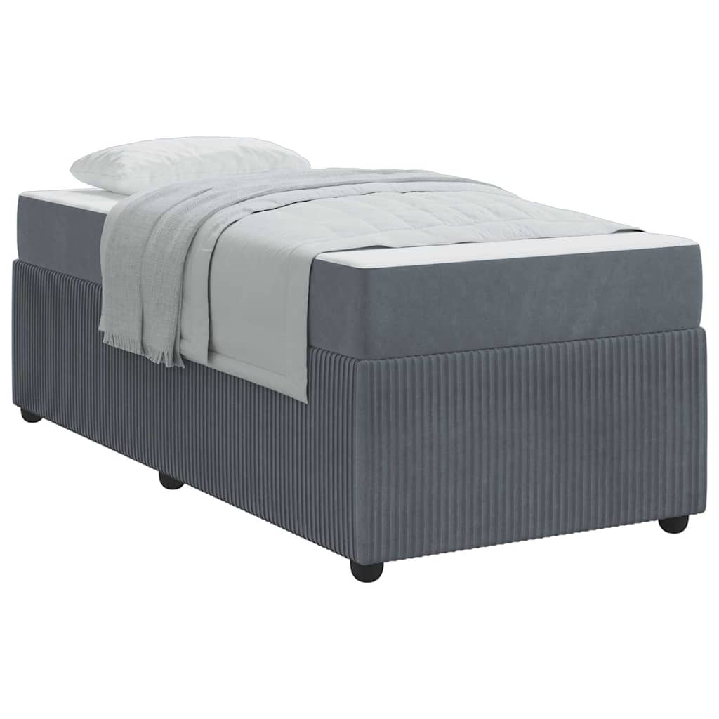 Bed Frame with Mattress Dark grey 90 x 190 cm Velvet
