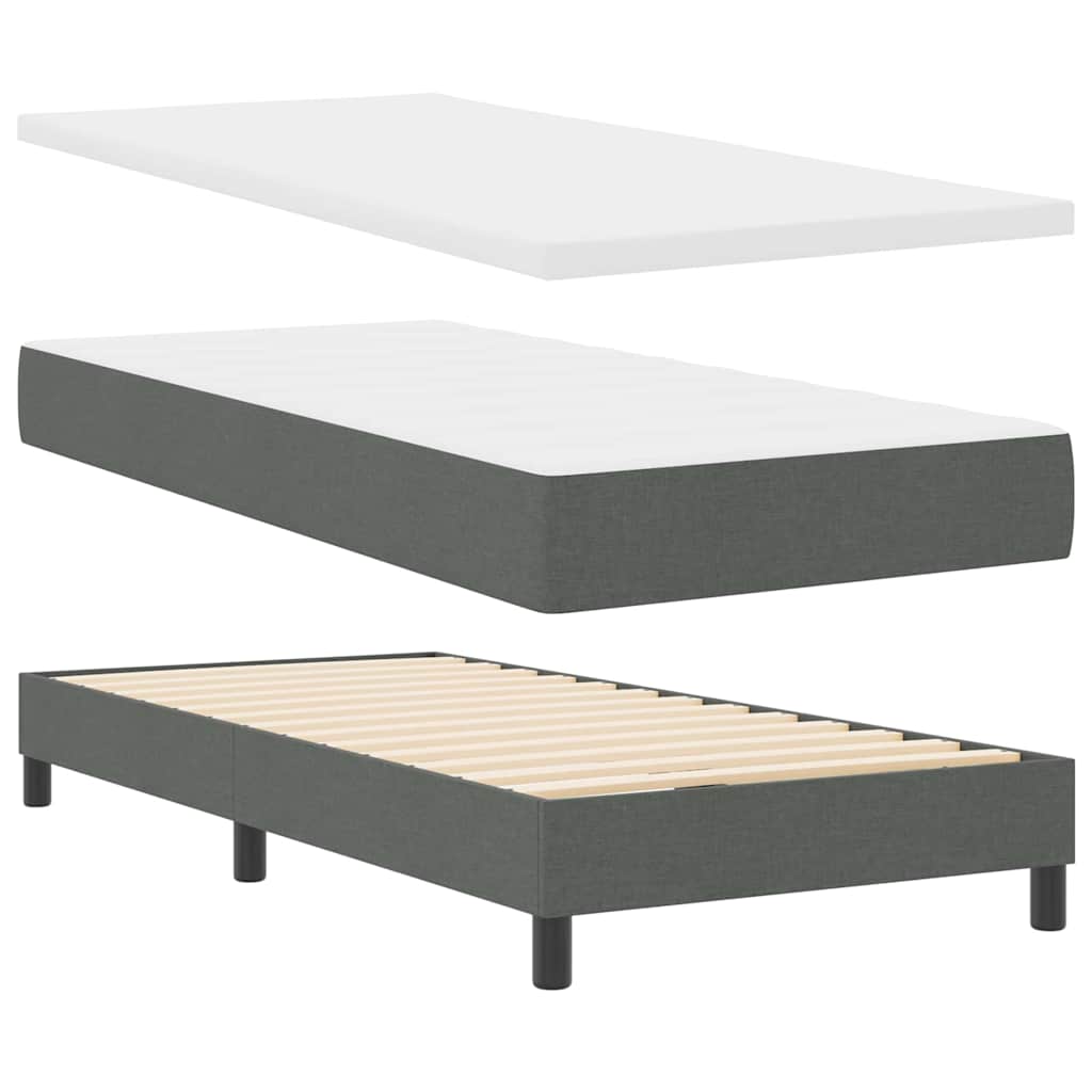 Box Spring Bed Manual Dark Grey and White 203 x 107 x 88 cm