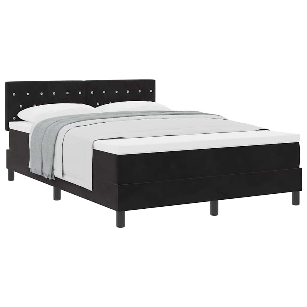 Box Spring Bed Black and White 152 x 203 cm Velvet