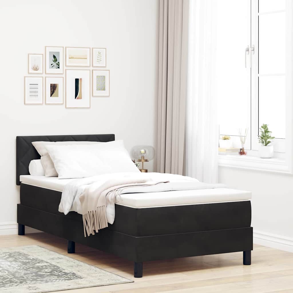 Box Spring Bed Geometric Manual Black, White 203 x 107 x 88 cm