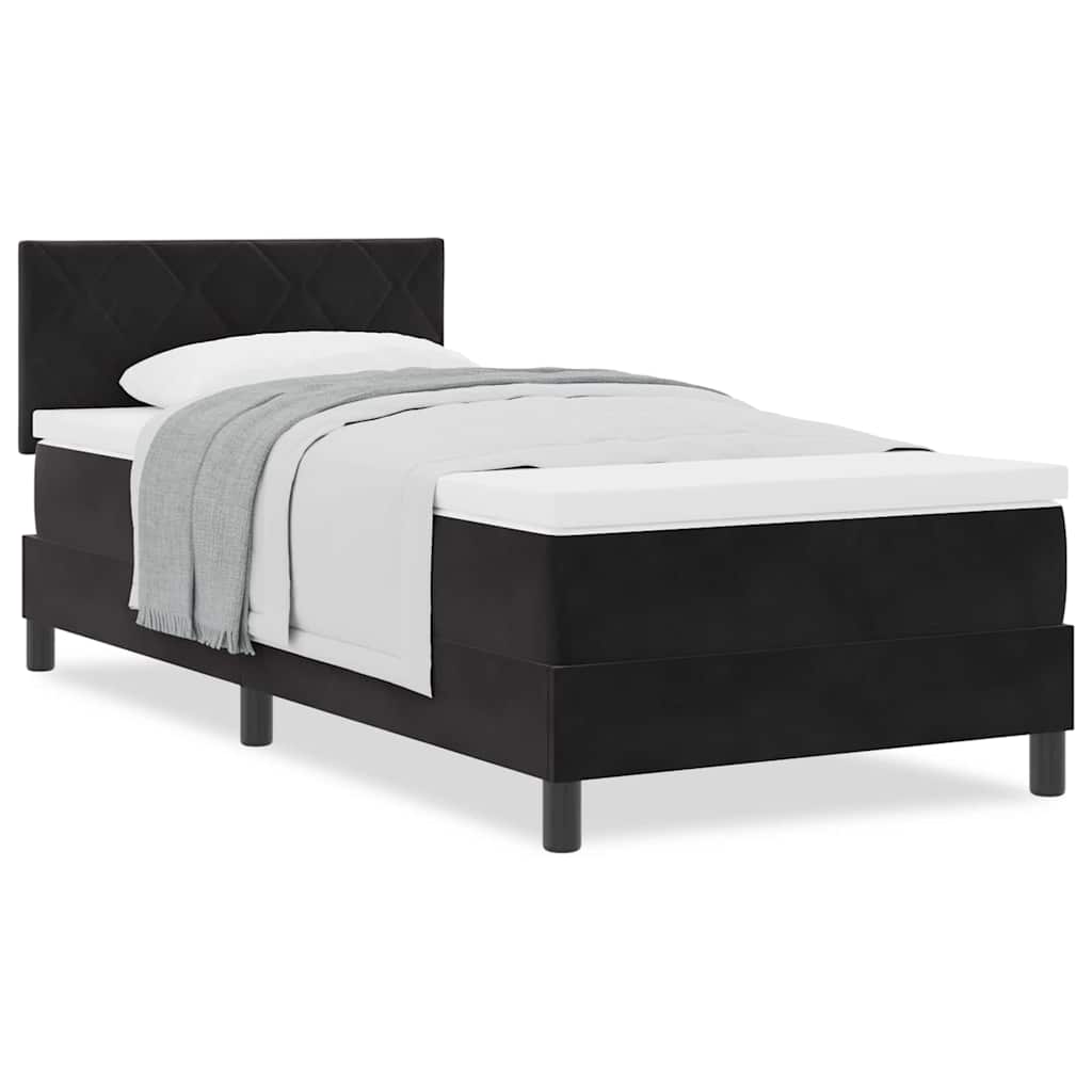 Box Spring Bed Geometric Manual Black, White 203 x 107 x 88 cm