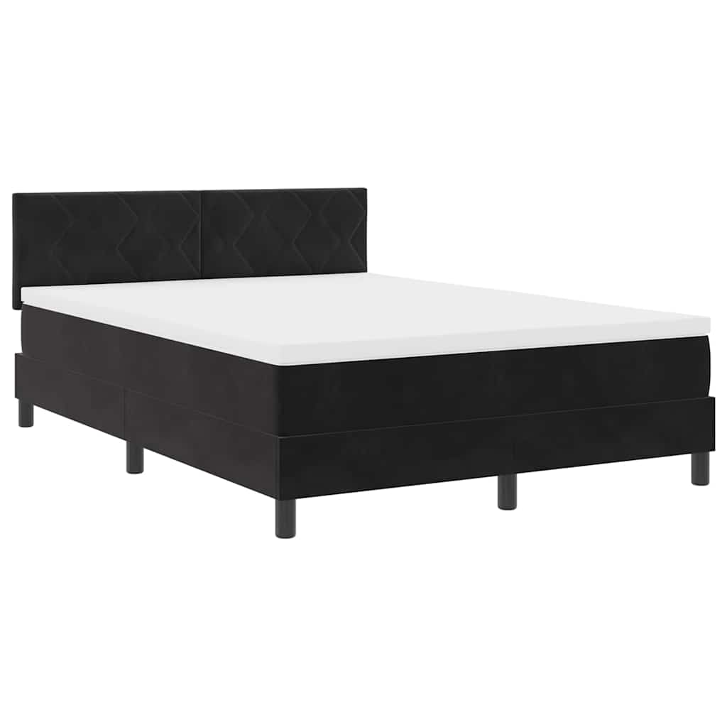Box Spring Bed Geometric Manual Black, White 193 x 137 x 88 cm
