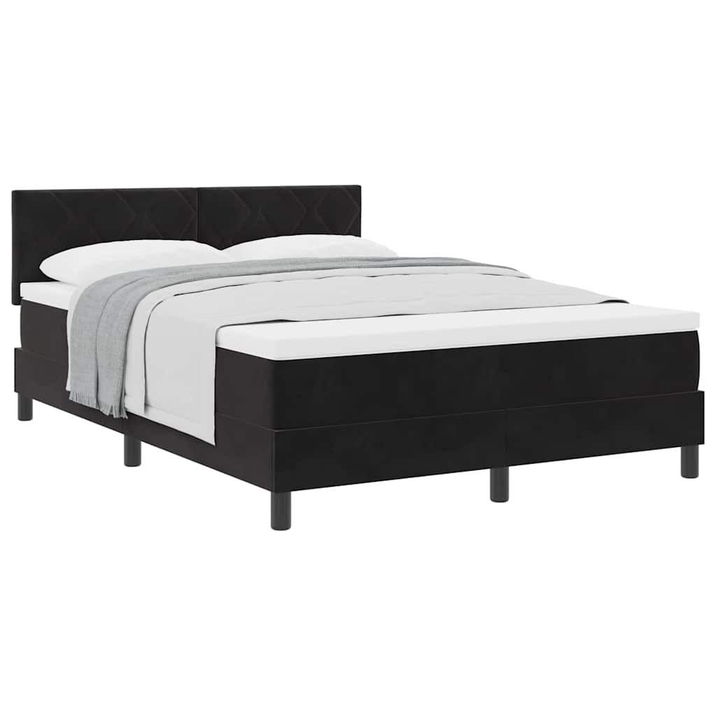 Box Spring Bed Geometric Manual Black, White 193 x 137 x 88 cm